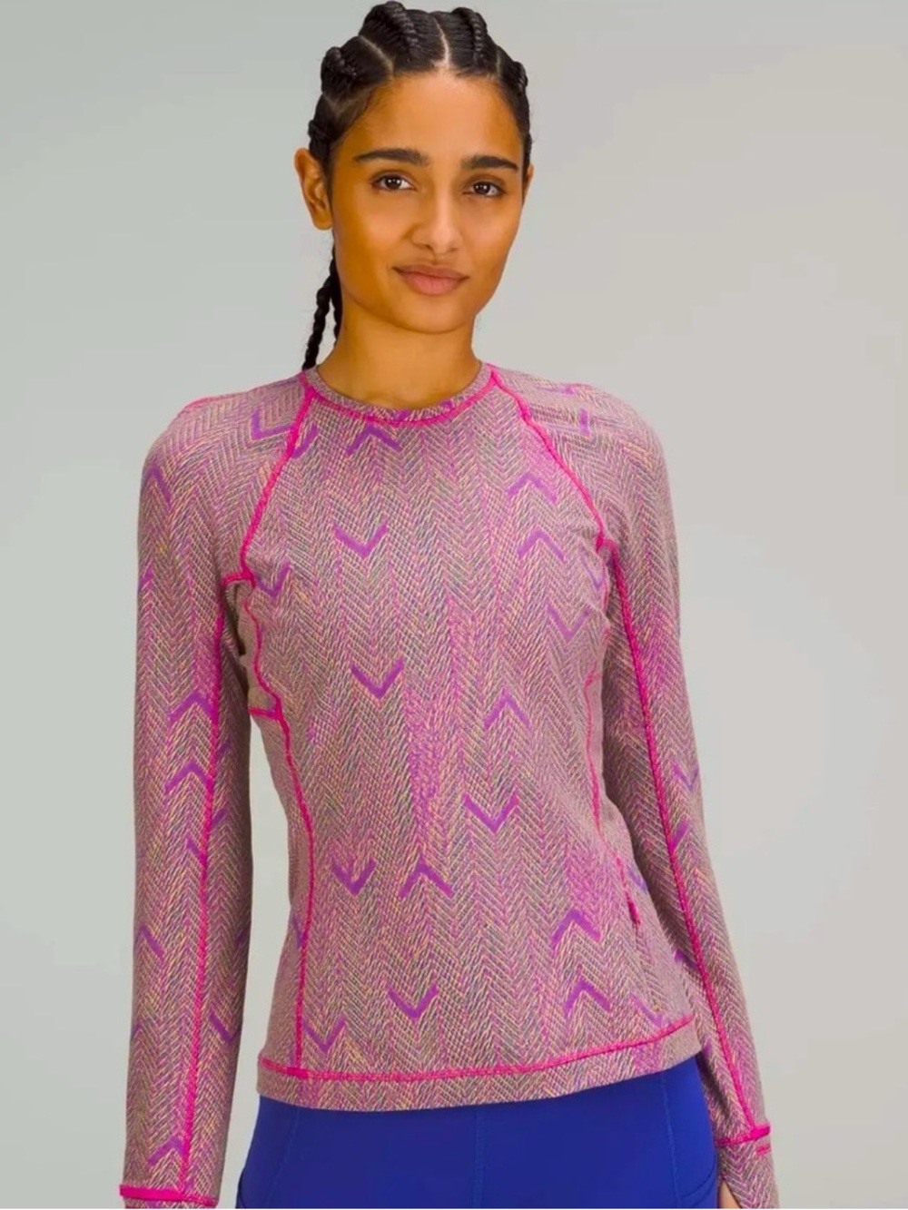 Lululemon Shirt Womens 10 Its Rulu Run Long Sleeve Running Athletic Top Jacquard
